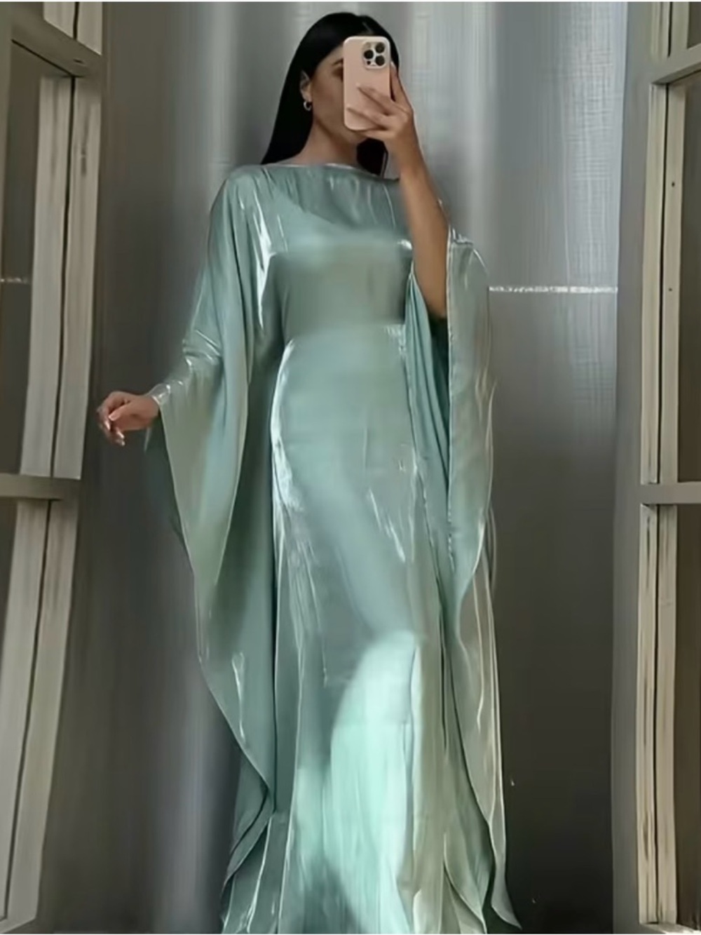 Elegant  Mint Green Maxi Kaftan Dress